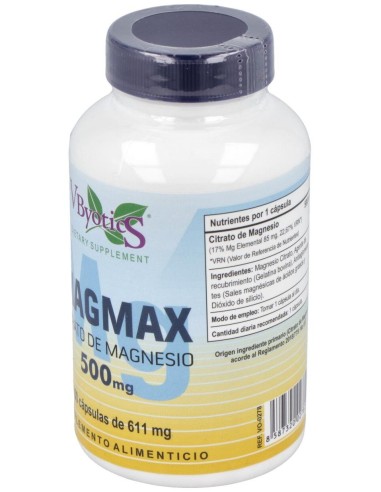 Magmax Citrato De Magnesio 500Mg. 100Cap. de Vbyotics