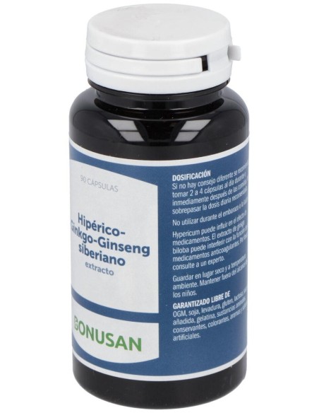 Hiperico-Ginkgo-Ginseng Siberiano Extracto 90Vcap. de Bonusan