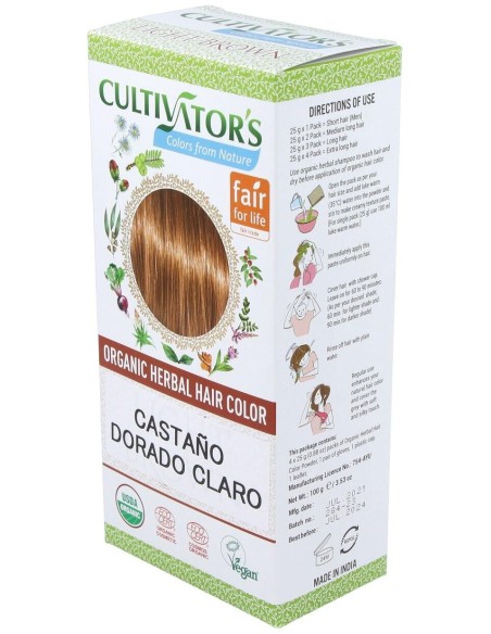 Castaño Dorado Claro Tinte Organico 100Gr. Ecocert de Cultivators