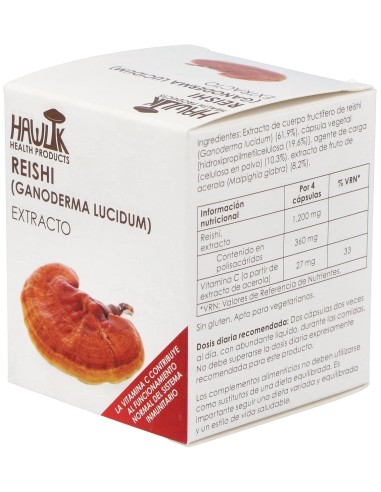 Reishi (Ganoderma Lucidum). Extracto Puro 60 Vcáps de Hawlik