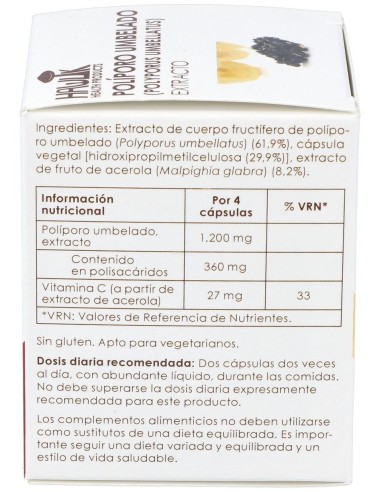 Poliporo Umbelado Extracto Puro 60Vcaps. de Hawlik