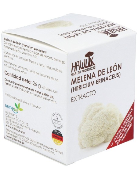 Melena De León (Hericium Erinaceus). Extracto Puro. Bio 60 Vcáps de Hawlik