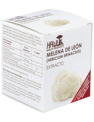 Melena De León (Hericium Erinaceus). Extracto Puro. Bio 60 Vcáps de Hawlik