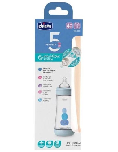 Biberon Perfect5 4 M 300 Ml Sil Azul de Chicco