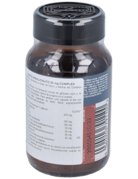 Hierro Bisglicinato 20Mg. 100Vcap. de Terranova