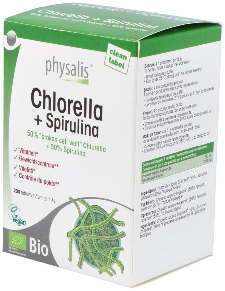 Chlorella+Spirulina Bio 200Comp. de Physalis