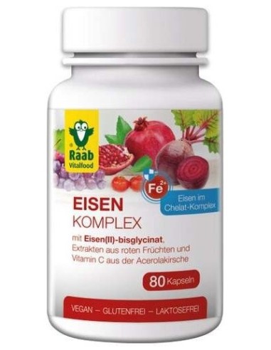 Complejo de hierro cápsulas 500mg, bote 80ud de Raab Vitalfood