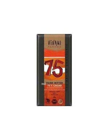 Chocolate Negro Panama 75% Azucar Coco 80Gr. Vegan de Vivani