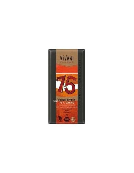 Chocolate Negro Panama 75% Azucar Coco 80Gr. Vegan de Vivani