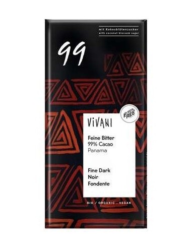 Chocolate Negro 99% Panama Azucar Coco 80Gr. Vegan de Vivani