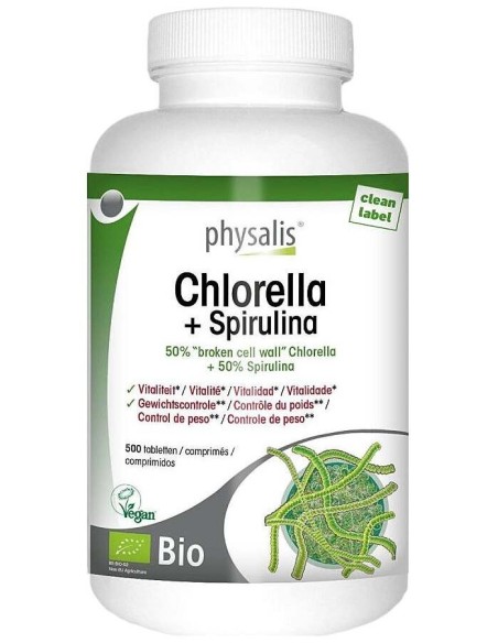 Chlorella+Spirulina 500Comp. Bio de Physalis