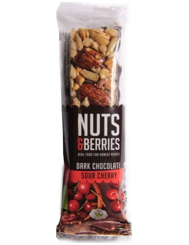 Barrita Chocolate Negro-Cereza 15Uds. Bio Vegan de Nuts & Berries