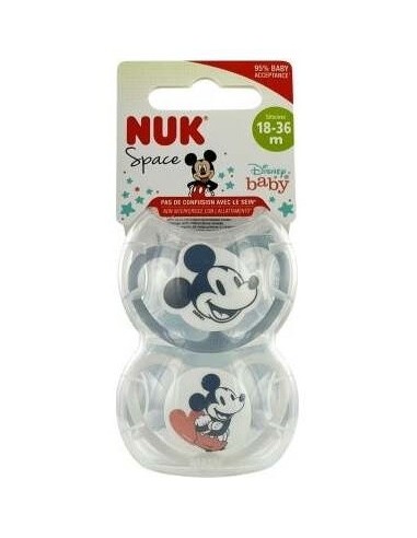 Chupete Space Mickey Gris 18-36 Silicona 2Ud. de Nuk