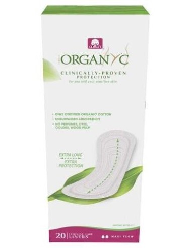 Salvaslip extra largo, 100% algodón orgánico, 20ud de Organyc