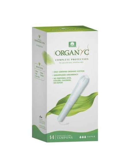 Tampón con aplicador super 100% algodón orgánico, 14ud de Organyc
