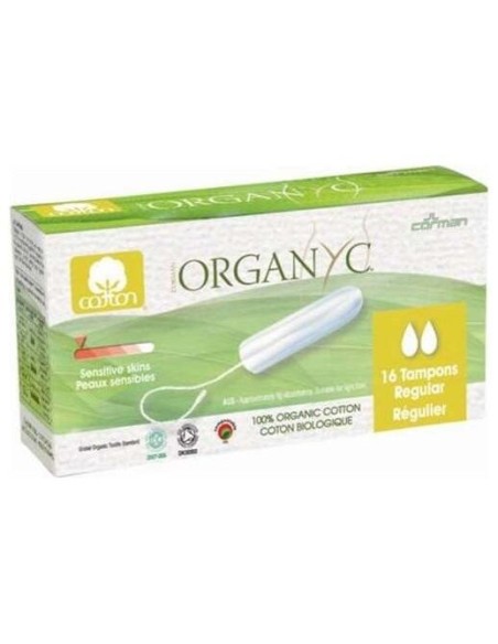 Tampón sin aplicador regular, 100% algodón orgánico, 16ud de Organyc