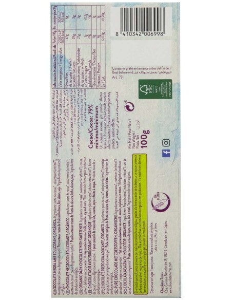 Chocolate Negro 79% Criollo Forastero 100G Bio S/A de Torras