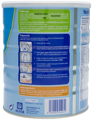 Nutriben Natal 1 Pro Alpha 800Gr. de Nutriben