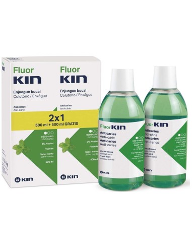 Fluor Kin Pack 2X1 Enjuage Anticaries 500Ml. de Kin