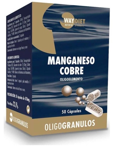 Manganeso-Cobre Oligogranulos 50Caps. de Waydiet Natural Products