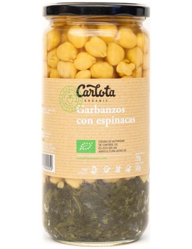 Garbanzos Con Espinacas 720Gr. Eco  Sg de Carlota Organic