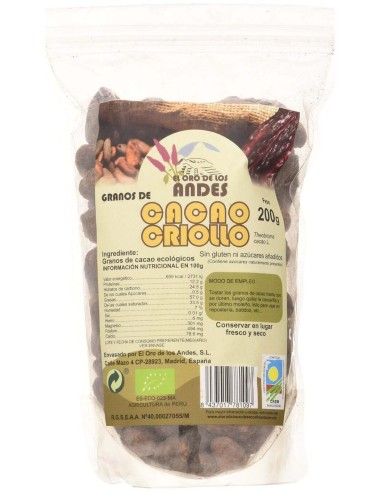 Cacao Criollo En Grano 200Gr. Eco de El Oro De Los Andes