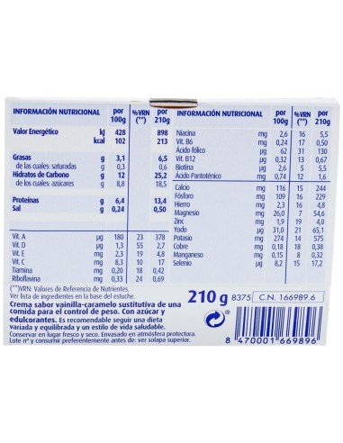 Copa Sustitutiva Vainilla-Caramelo 210Gr. de Bimanan