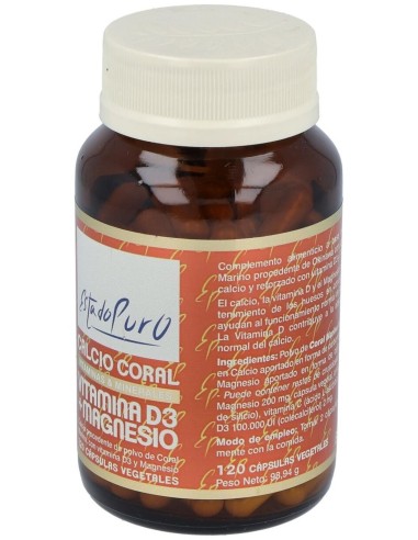 Pack 3X2 Calcio Coral+Vit D3+Mg 120Cap. Estado Puro de Tongi