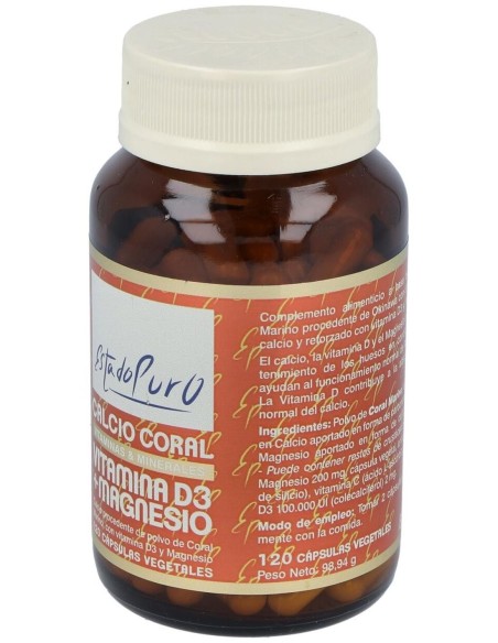 Pack 3X2 Calcio Coral+Vit D3+Mg 120Cap. Estado Puro de Tongi