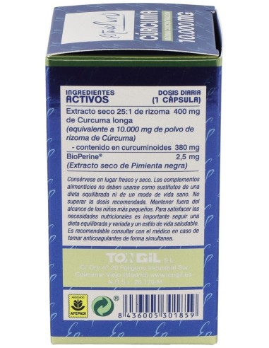 Pack 4X3 Curcuma 10.000Mg. 40Cap. Estado Puro de Tongil