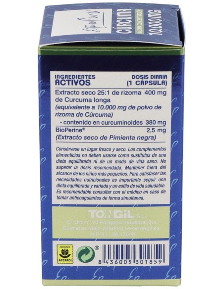 Pack 4X3 Curcuma 10.000Mg. 40Cap. Estado Puro de Tongil