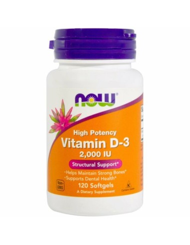 Vitamina D-3 2000 Ui Alta Potencia 120  Perlas de Now