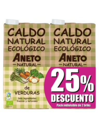 Caldo de Verduras Aneto Eco 2x1L con 25% de Descuento