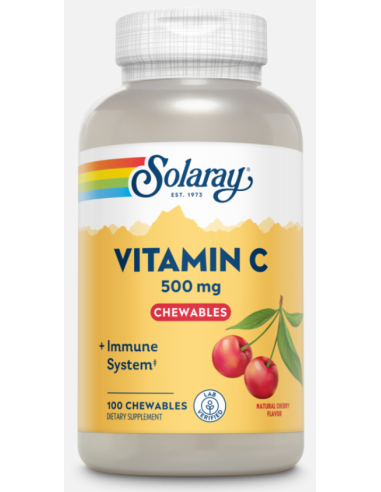Vitamina C 500 mg Solaray 100 Comp Masticables Sabor Cereza