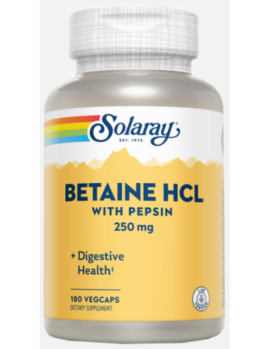 Betaine Hci W/ Pepsin 250 Mg. - 180 Vegcaps de Solaray