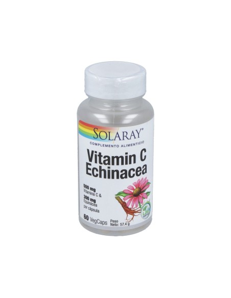 Vitamina C 500mg + Echinacea 300mg Solaray | 60 Cápsulas