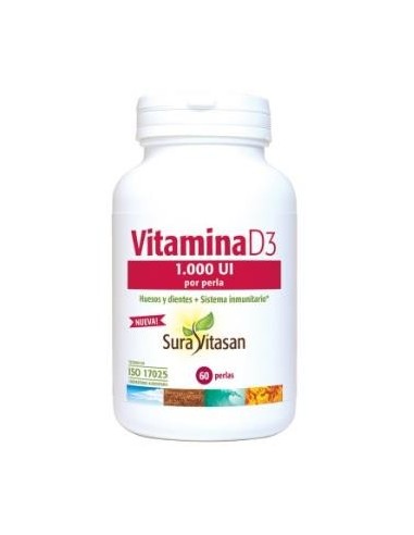 Vitamina D3  1.000 UI 60 perlas de Sura Vitasan