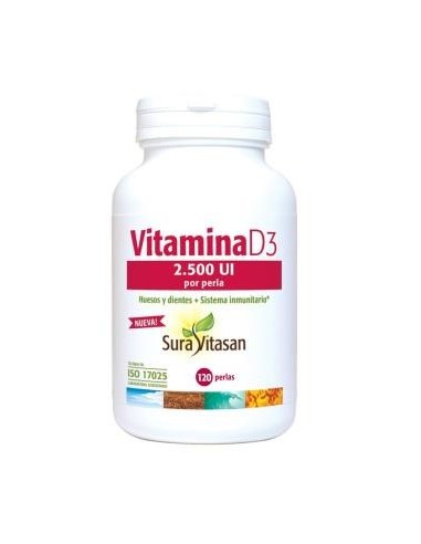 Vitamina D3 2.500 UI 120 perlas de Sura Vitasan