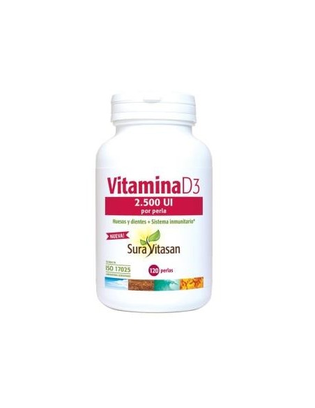Vitamina D3 2.500 UI 120 perlas de Sura Vitasan