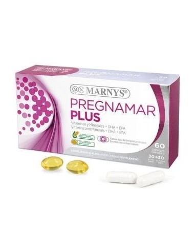 Pregnamar Plus 30+30 Cápsulas (250Mg Dha, 50Mg Epa, Ácido Fólico, Hierro, Magnesio Y Vitaminas) Marnys