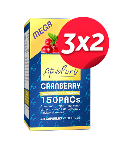 Pack 3X2 Cranberry Mega150 Pacs 40Cap. Estado Puro de Tongil