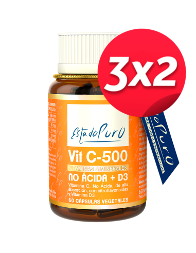 Pack 3X2 Vitamina C no Acida + D3 60Cap. Estado Puro de Tongil