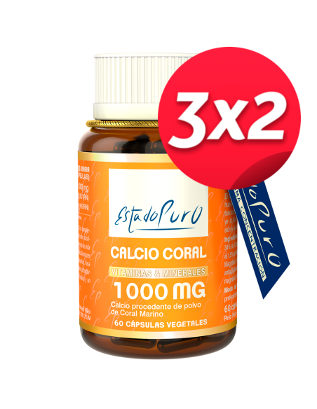 Pack 3X2 Calcio Coral 1000Mg. 60Cap. Estado Puro de Tongil..