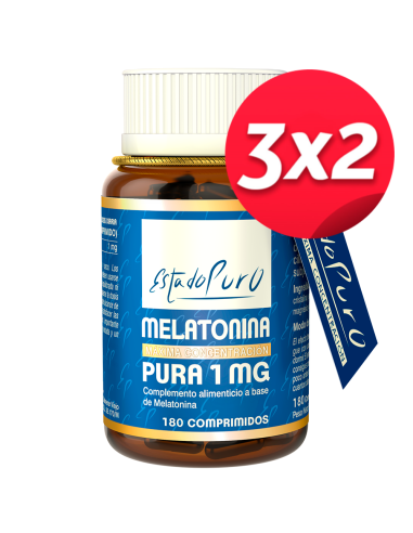 Pack 3X2 Melatonina Pura 1Mg. 180 Comprimidos Estado Puro de