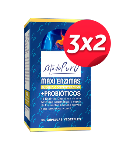 Pack 3X2 Maxi Enzimas Con Probioticos 40Cap. Estado Puro de