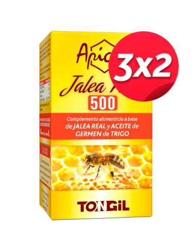 Pack 3X2 Apicol Jalea Real 500Gr. 60 Perlas de Tongil..