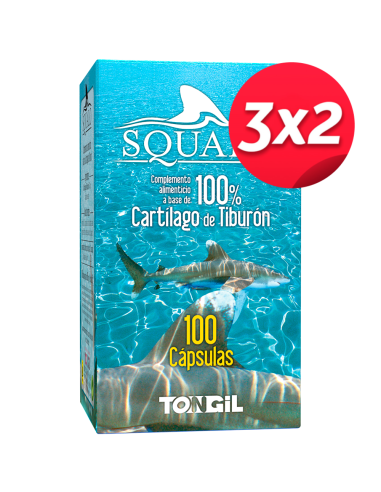 Pack 3X2 Squalo Cartilago De Tiburon Puro 750Mg. 100Cap. de