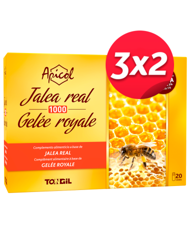 Pack 3X2 Apicol Jalea Real 1000Gr. 20Viales de Tongil..