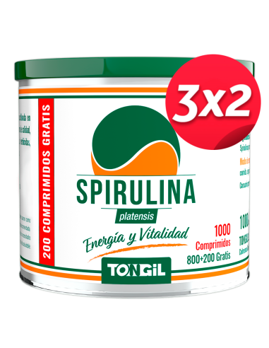 Pack 3X2 Spirulina 800+200 Comprimidos de Tongil..