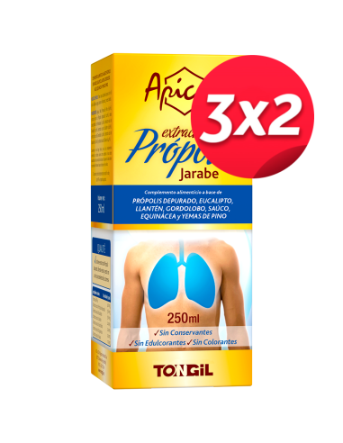 Pack 3X2 Apicol Extracto Propolis Jarabe 250Ml. de Tongil..